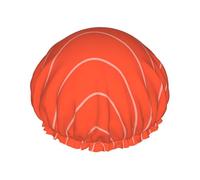 Hair Cap for Shower - Salmon Fish Meat Double Layer Shower Cap Reusable, Large Shower Cap for Women, Hair Cap for Shower with Peva Lining and Elastic Rope