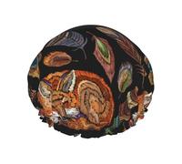 Hair Cap for Shower Tribal Fox Feather Double Layer Shower Cap Reusable Water-resistant, Large Shower Cap for Women, Hair Cap for Shower with Peva Lining and Elastic Rope