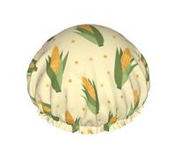 Hair Cap for Shower - Yellow corn Double Layer Shower Cap Reusable Waterproof, Large Shower Cap for Women, Hair Cap for Shower with Peva Lining and Elastic Rope