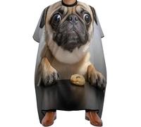 Hair Cape Cute Pug Dog, Anti-static Hair Cutting Cape Waterproof Hairdressing Gown for Family Haircut 140X168cm