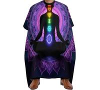 Hair Cape Seven Chakra Yoga Meditation Lotus Purple Mandala, Adjustable Barber Cape Waterproof Haircut Apron Gown for Coloring Haircut 140X168cm
