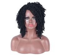 Hair Care 16"/40cm Short Afro Curly Wigs For Black Women Black Mix Brown Synthetic Short Dreadlock Wig Twist Wigs Natural Wigs