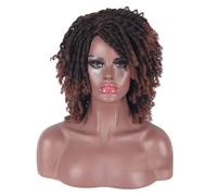 Hair Care 16"/40cm Short Afro Curly Wigs For Black Women Black Mix Brown Synthetic Short Dreadlock Wig Twist Wigs Natural Wigs