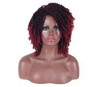 Hair Care 16"/40cm Short Afro Curly Wigs For Black Women Black Mix Brown Synthetic Short Dreadlock Wig Twist Wigs Natural Wigs