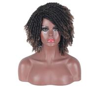 Hair Care 16"/40cm Short Afro Curly Wigs For Black Women Black Mix Brown Synthetic Short Dreadlock Wig Twist Wigs Natural Wigs
