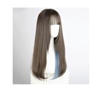 Hair Care Wigs Long Straight Wig With Bangs Gray Ombre Long Ombre Wig Synthetic Natural Soft Straight Hair Wigs Party Natural Wigs