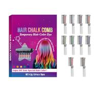Hair Chalk Comb - Non-Irritating, 10 Colors Festive Fun Hair Chalk Combs | Washable Hairr Color Dye for Birthdays, New Year Celebrations, Cosplay Events, Parties
