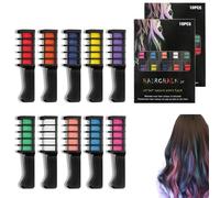 Hair Chalk Combs for Girls, 10 Colors Festive Fun Hair Chalk Combs, Temporary Bright Hair Color Dye, Washable & Skin-Safe Materials, DIY Comb Set for Christmas Birthday Makeup Party Cosplay (2 SET)