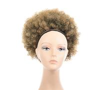 Hair Chignon 10 Inch Short Synthetic Curly Hair Bun with Drawstring Ponytail Extensions Afro Shaggy Bun Afro for Black Women Hair Pieces For Women(T1B/27)