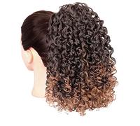 Hair Chignon 12" Drawstring Ponytail Hair Extension Synthetic Curly Ponytail Wig Hair Clip Elastic Curly Ponytail for Black Women Messy Bun Hair Piece(D)