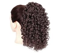 Hair Chignon 12" Drawstring Ponytail Hair Extension Synthetic Curly Ponytail Wig Hair Clip Elastic Curly Ponytail for Black Women Messy Bun Hair Piece(A)