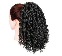 Hair Chignon 12" Drawstring Ponytail Hair Extension Synthetic Curly Ponytail Wig Hair Clip Elastic Curly Ponytail for Black Women Messy Bun Hair Piece(B)
