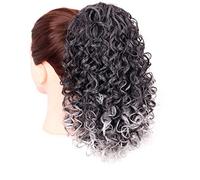 Hair Chignon 12" Drawstring Ponytail Hair Extension Synthetic Curly Ponytail Wig Hair Clip Elastic Curly Ponytail for Black Women Messy Bun Hair Piece(E)