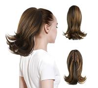 Hair Chignon 12inches Women Medium Long Hair Slightly Warped Ponytail Claw Clip Style Ponytail Hair Extension Wig Curly Hair Bun Hair Pieces For Women(6H27)