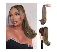Hair Chignon 16" Synthetic Long Straight Ponytail Hair Extension Clip Ponytail Synthetic Curly Bun Claw Clip for Women's Daily Use Messy Bun Hair Piece(D)