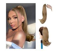 Hair Chignon 16" Synthetic Long Straight Ponytail Hair Extension Clip Ponytail Synthetic Curly Bun Claw Clip for Women's Daily Use Messy Bun Hair Piece(E)