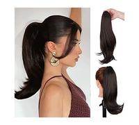 Hair Chignon 16" Synthetic Long Straight Ponytail Hair Extension Clip Ponytail Synthetic Curly Bun Claw Clip for Women's Daily Use Messy Bun Hair Piece(C)