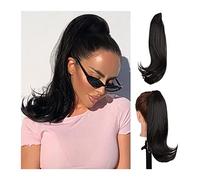 Hair Chignon 16" Synthetic Long Straight Ponytail Hair Extension Clip Ponytail Synthetic Curly Bun Claw Clip for Women's Daily Use Messy Bun Hair Piece(B)