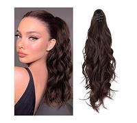 Hair Chignon 20inch Long Curly Wavy Hair Bun Ponytail Extended Claw Clip Synthetic Wig Wavy Ponytail Suitable for Women's Daily Use Messy Bun Hair Piece(D)