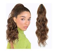 Hair Chignon 20inch Long Curly Wavy Hair Bun Ponytail Extended Claw Clip Synthetic Wig Wavy Ponytail Suitable for Women's Daily Use Messy Bun Hair Piece(E)