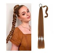 Hair Chignon 26/34 Inch Long Braided Ponytail Lengthening Synthetic Ponytail Headband Harness Wig Piece Bun for Women's Daily Use Hair Pieces For Women(Brown,26inches)