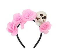 Hair Clasp of the Dead Headpiece Halloween Costume Headpiece Mexican Floral Rose Headband Hair Styling Accessories (C, 20x18cm)