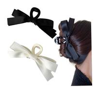 Hair Claw 2Pcs Big Bow Hair Claw Clips for Women 6.5 Inch Non Slip Knot Bow Jaw Elegant Accessories for Thick Women Girls White ＆ Black, Decoraciones al aire libre