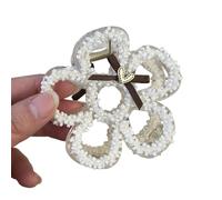 Hair Claw Clip Hairband Hair Jaw Clamps Hair Catch Brown Bow Ribbon Barrettes Beaded Hairpin For Girl