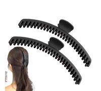Hair Claw Clips - Large Banana Clip | 2 Pack Stretchy Double Comb | Portable Styling Hairpins With Strong Grip, Slim Bun Holder, Matte Finish Accessory For Women Girls Daily Hairstyle