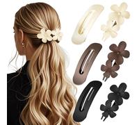 Hair Claws for Women 6 Pieces Side Slide Flat and Flower Hair Clips for Volume Strong Hold Non-Slip Grip Hair Claws for Women Girls Thick Thin Hair
