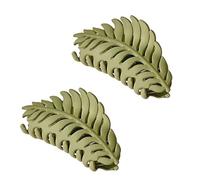 Hair Clip, 2Pcs Green Leaf-shaped Hair Clip with Many Teeth, Big Claw Clips, 3.5 Inch, Non slip Leaves Hair Catch Barrette Jaw Clamp Hairpins for Women Girls, Hair Accessories