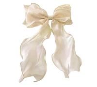 Hair Clip Cartoon Hairpin Women Hair Clip Mesh Yarn Ribbon Bowknot Decor Cartoon Hair Pin with Long Tail Sweet Hair Accessories Beige