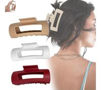 Hair Clip,Flexible Claw Clip,Square,Frosting Strong Hold Non-slip Flexible Hair Clip for Thick or Fine Hair,Flexible and Unsnappable Claw Clip,Ponytail Hairpins(Brown+White+Red)
