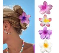 Hair Clip Flower Pack of 4, Flower Hair Clips for Women, Colourful Hawaiian Flower Hair Clip, Hair Claws Hair Accessories, Non-Slip Hair Claw Clips for Women Girls Hair Styling Accessories