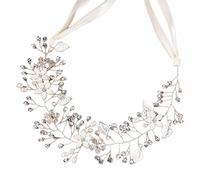 Hair Clip For Women Bride Headwear Hair Hoop Shadow Makeup Accessories Handmade Embellishments Flowers White Leaves Soft Chain Bands Grip Clips For Sectioning (White, One Size)