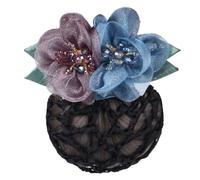 Hair Clip for Women, Flower Hair Clips with Hair Net, Exquisite Flower Hair Clip, Hair Clips Styling Accessories for Women, Hair Accessory, Thin Hair and Thick Hair, Blue