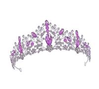 Hair Clip Headband,Women Rhinestone Headwear, Crown Vine Decor Headbands with Pearls Women's(Purple)