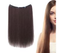 Hair Clip in Extensions, Human Hair Clip in Extensions Highlight Fake Hair Posts Natural Looking Hairdressing Pitch 20 Inches Long Straight Elegant Wig