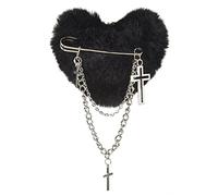 Hair Clip Lovely Barrettes with Plush Heart Shape with Dangle Cross for Teenagers Spring Bangs Wear Pin for Woman Accessories Plush for Daily Hairstyles Cute Heart Shape Kid for Girls