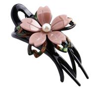 Hair Clip Pink Acrylic Flower Women and Girls Duckbill | Three-tooth Back Hair Clip, Secure Grip and Nonslip Hold, Suitable for Morning Beauty Routine and Bath