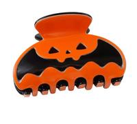 Hair Clip Pumpkin Halloween Black Contrast Hairpin, E | Molded Clasp Seasonal Accessory