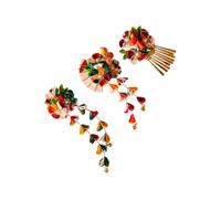 Hair Clip Set for Traditional Dress Styling, 3 Piece Japanese Inspired Comb Headpiece Side Clips for Women Kanzashi Hair Accessories Floral Clips Traditional Dress Ornaments Portrait Set
