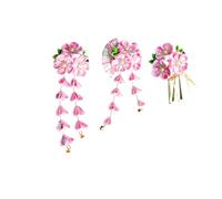 Hair Clip Set for Traditional Dress Styling, 3 Piece Japanese Inspired Comb Headpiece Side Clips for Women Kanzashi Hair Accessories Floral Clips Traditional Dress Ornaments Portrait Set