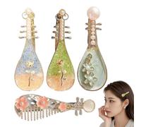 Hair Clip, Stringed Instrument Shaped Hair Barrette with Pearl, 4 Pieces Trendy Elegant Hairstyle Accessories for Women, Girls, School, Wedding, Festival, Concert, 1.97x0.79 Inches