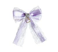 Hair Clip with Crystal Accent and Heart Charm for Parties, Purple | Stylish Lace Hair Clip with Secure Clip for Practical Hold, Ideal for Women and Girls, Daily Wear