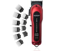 Hair Clipper by Supreme Trimmer - STC5030 Professional Clipper Set (300 Min Run Time) Cordless Beard Trimmer, Red Pro Clipper Fade Blade
