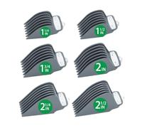 Hair Clipper Comb Compatible With WAHL Hair Clippers Trimmers | With Metal Clip Premium 6 Size Cutting Lengths Limit Guide Comb Attachments(Grey)