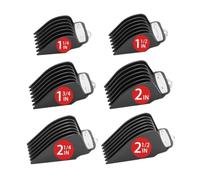 Hair Clipper Comb Compatible With WAHL Hair Clippers Trimmers | With Metal Clip Premium 6 Size Cutting Lengths Limit Guide Comb Attachments(Black)