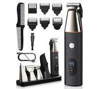 Hair Clipper Men Cordless, 5-in-1 Rechargeable Beard Trimmer for Men, Magnetic Blade Attachment Design, IPX6 Waterproof Mens Grooming Kit for Home Use, LED Display, USB Charging, Gift for Fathers Day