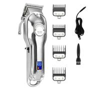 Hair Clippers for Men, Full Metal Hair Trimmer for Men Beard Trimmer Professional Hair Clipper Electric Razor Rechargeable Hair Cutting Machine(Silvery)